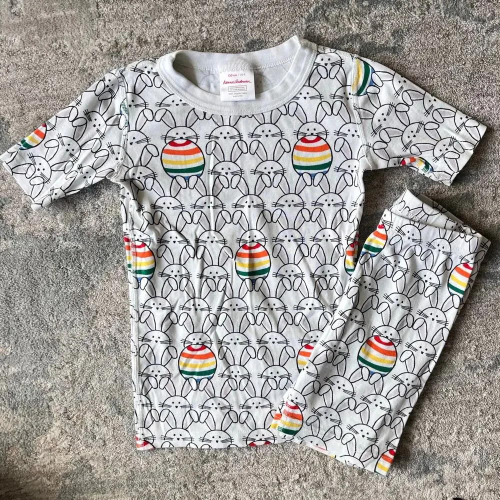 Hanna Andersson Easter Bunny Rainbow Egg Short John PJs 130 cm 8